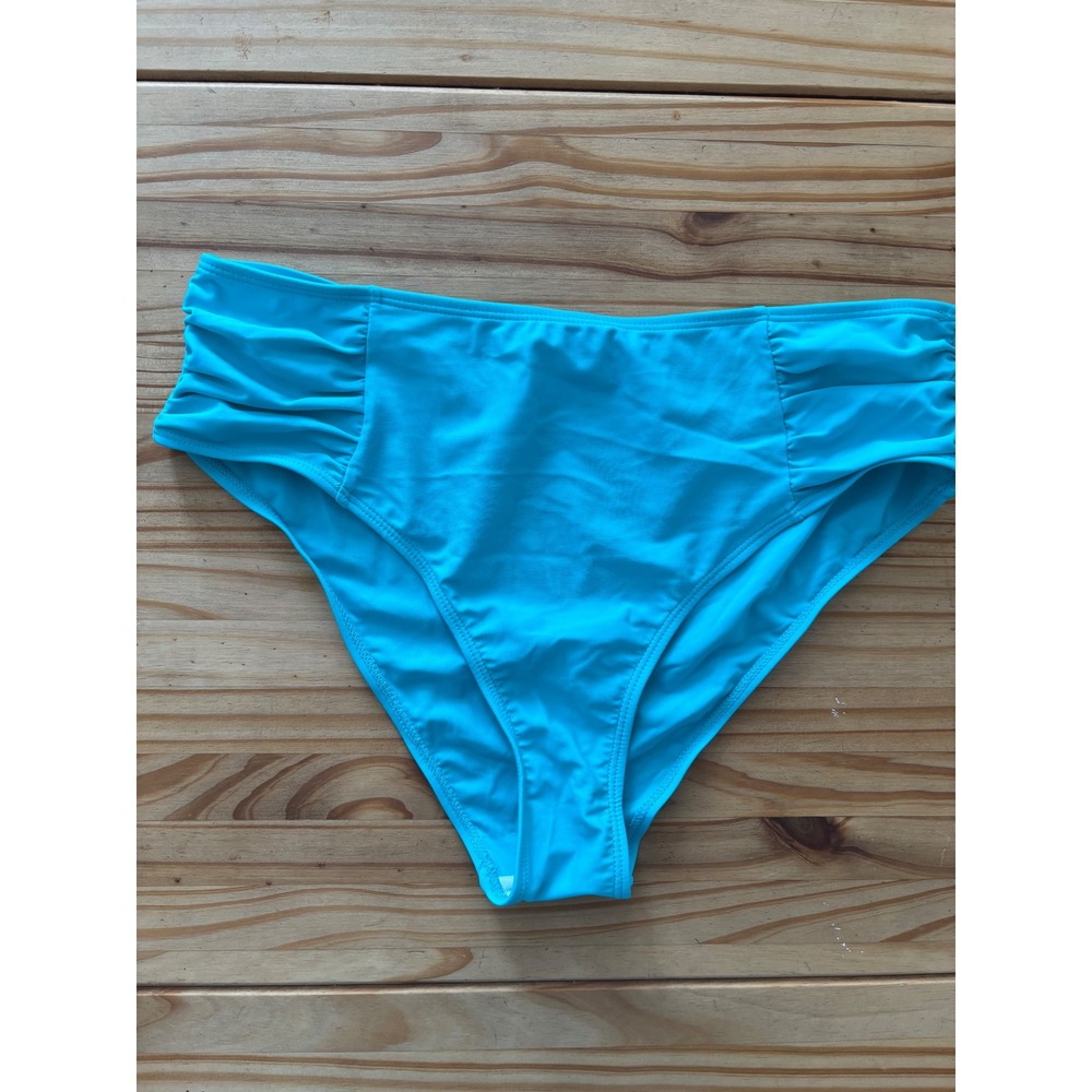 Unbranded Bikini Bottoms Large Turquoise‎ Ruched High Waisted Swim Bottoms